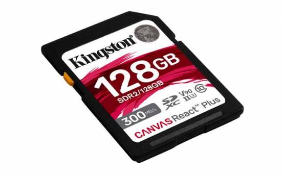 Kingston 128GB Canvas React Plus SDHC UHS-II 300R/260W U3 V90 for Full HD/4K/8K